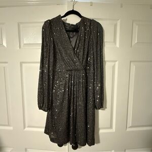 Alex Marie Black Fit and Flare V-Neck Dress